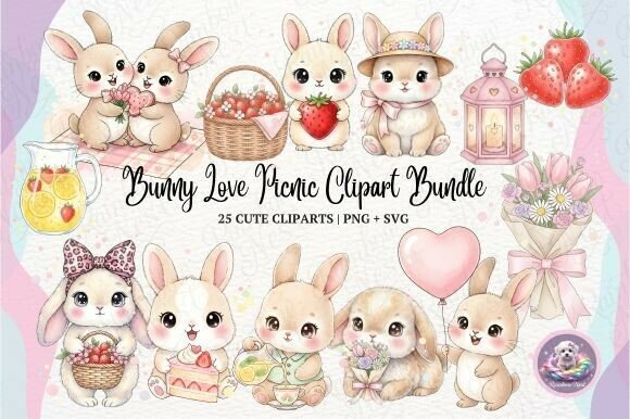 Bunny Love Picnic Graphics for Spring Content