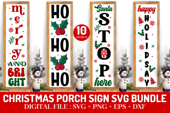 Christmas Porch Sign Svg Bundle Graphics for Crafts