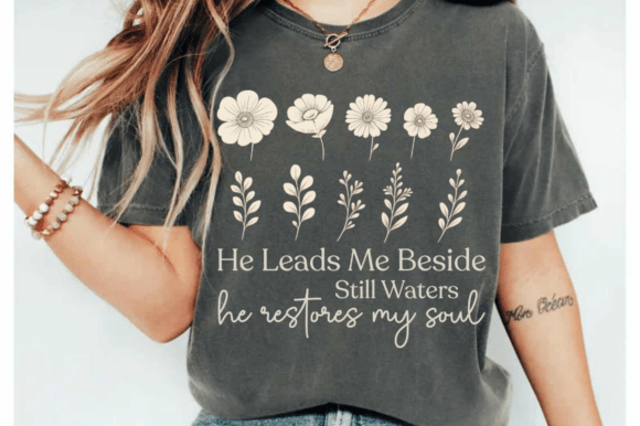 He Leads Me Beside Still Waters Embroidery Design