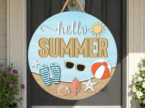 Hello Summer Beach Sign SVG – Graphics for Crafts