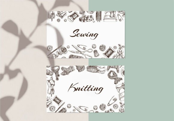 Knitting Sewing Frame Clipart Set