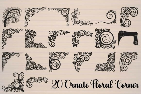 Ornate Floral Corner Graphics for Crafts