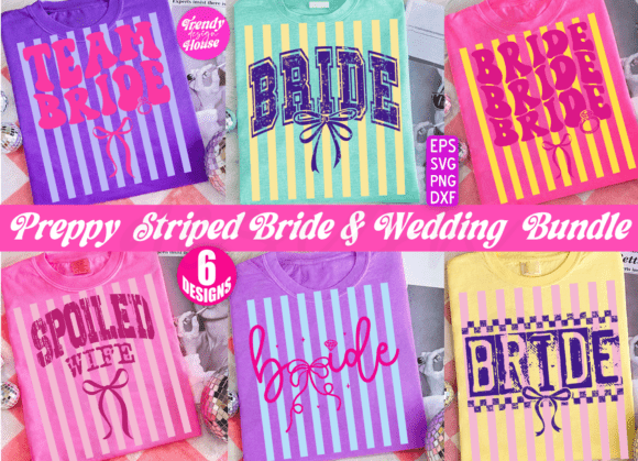 Preppy Striped Bride Png Bundle Wedding