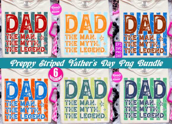Preppy Striped Fathers Day PNG Bundle: A Versatile Graphic Design Asset