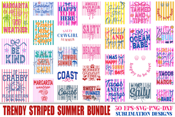 Striped Summer Graphics for T-Shirt Designs