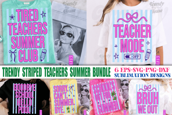 Striped Summer Teachers Graphics for T-Shirt Designs
