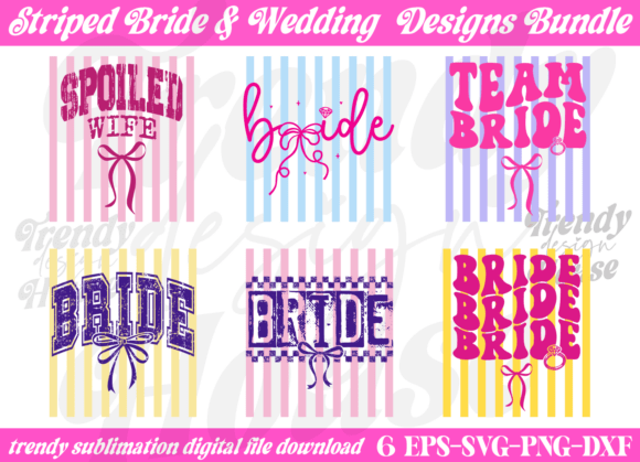 Trendy Striped Bride Graphics for T-Shirt Designs